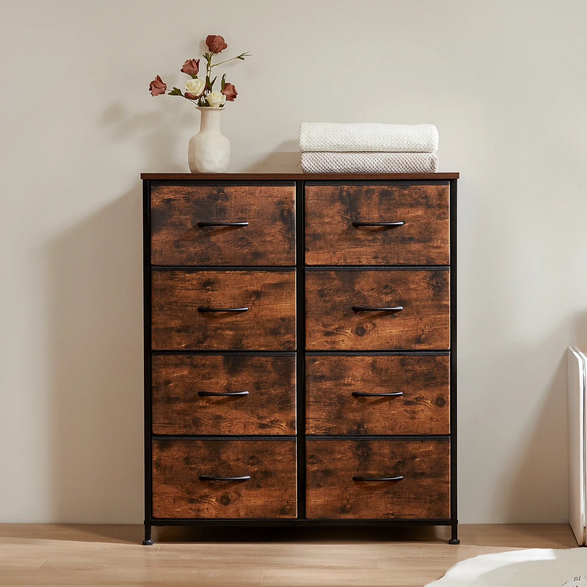 MCQ Fabric 8 Drawers Cabinet For Living Room Beside Nightstand Dresser Tables Storage Closet Chest Clothes Display Furniture