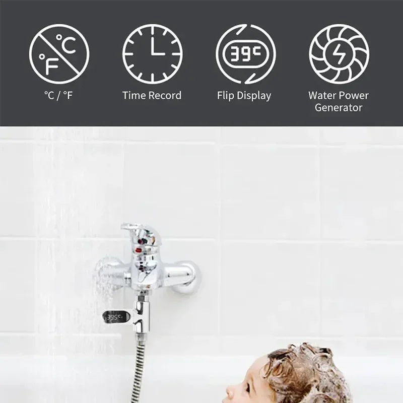Youpin LED Display Home Water Shower Thermometer Flow Water Self-Generating Temperture Meter Monitor for Baby Care