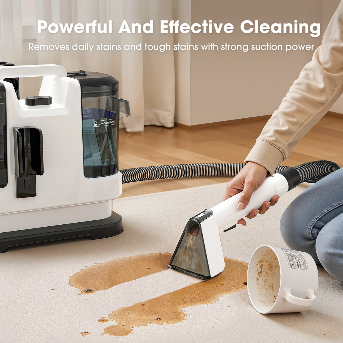 Lubluelu V6 15000Pa Powerful Suction Spot Cleaner Machine, Handheld Carpet Cleaner with Multi-Function Tools, Dual Water Tank Design, Space-saving Design, 3-Action Cleaning, for Rugs, Pets, Car Seats, Sofa, Couch