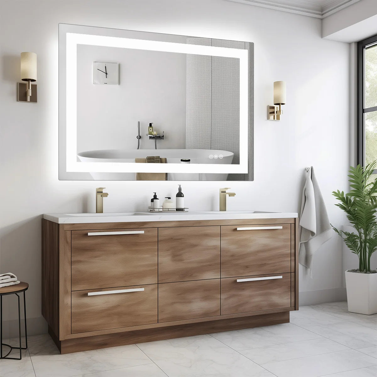 JHK 36"x 24"LED Bathroom Vanity Mirror for Wall Memory Function Tempered Glass with Front Light and Backlit For Living Room