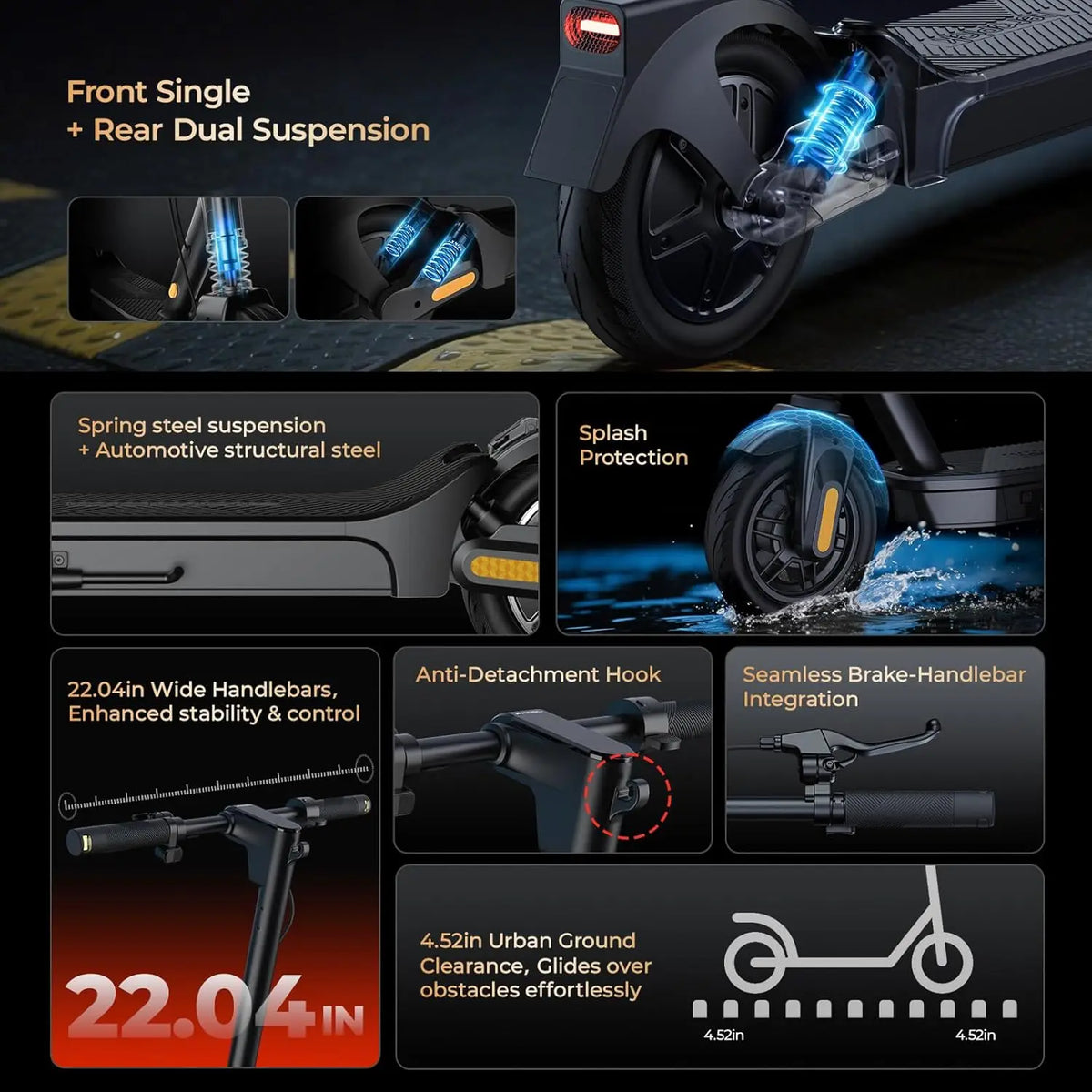 Electric Scooter Max Speed 20 Mph, 1000W, 10" Tubeless Tires, 40 Max Miles Range Folding E-Scooter APP Smart Support Family Use