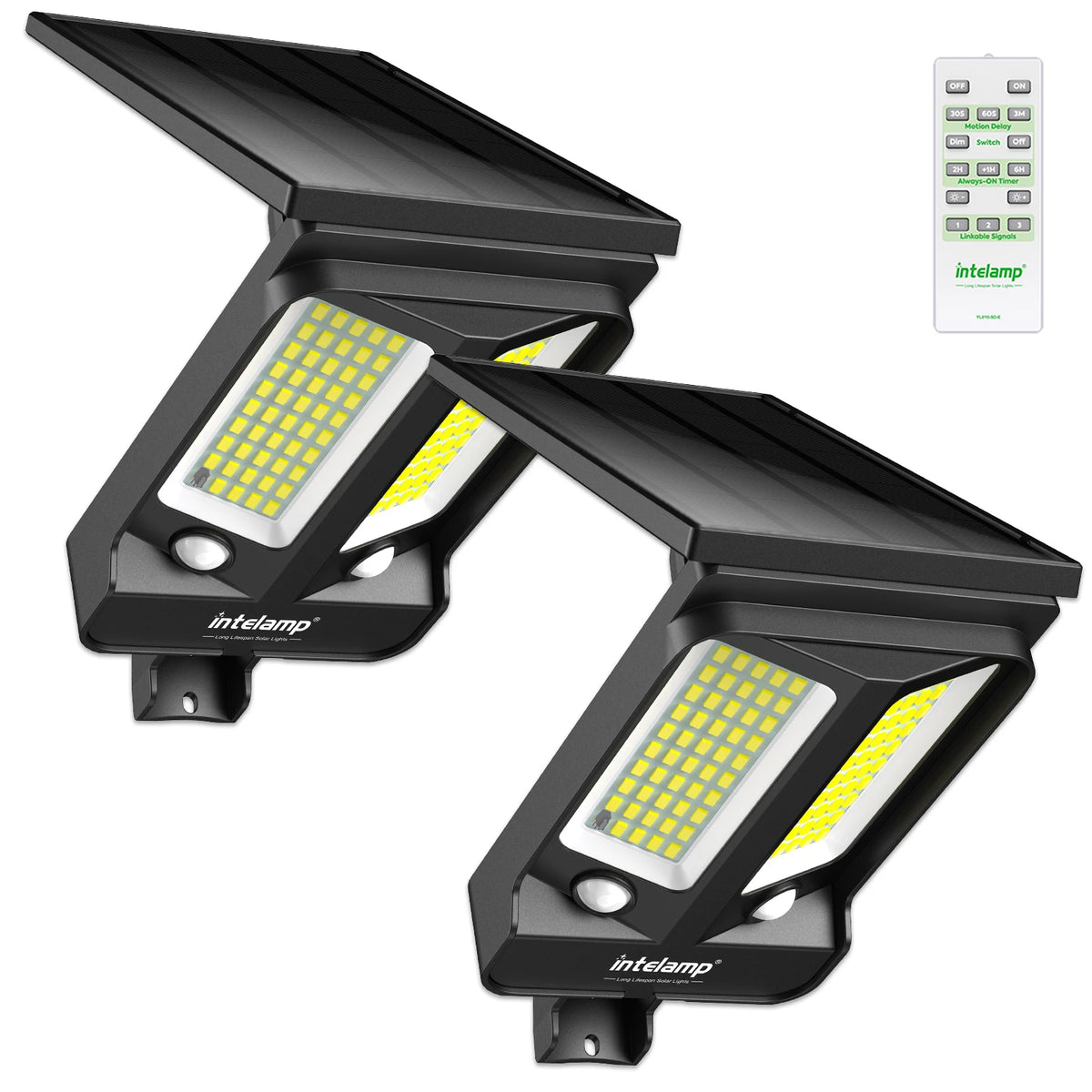 Intelamp Long Battery Life 4000mAh Outdoor Solar Flood Lights 240° Wide Security Street Light Two Motion Sensors For Garden Yard