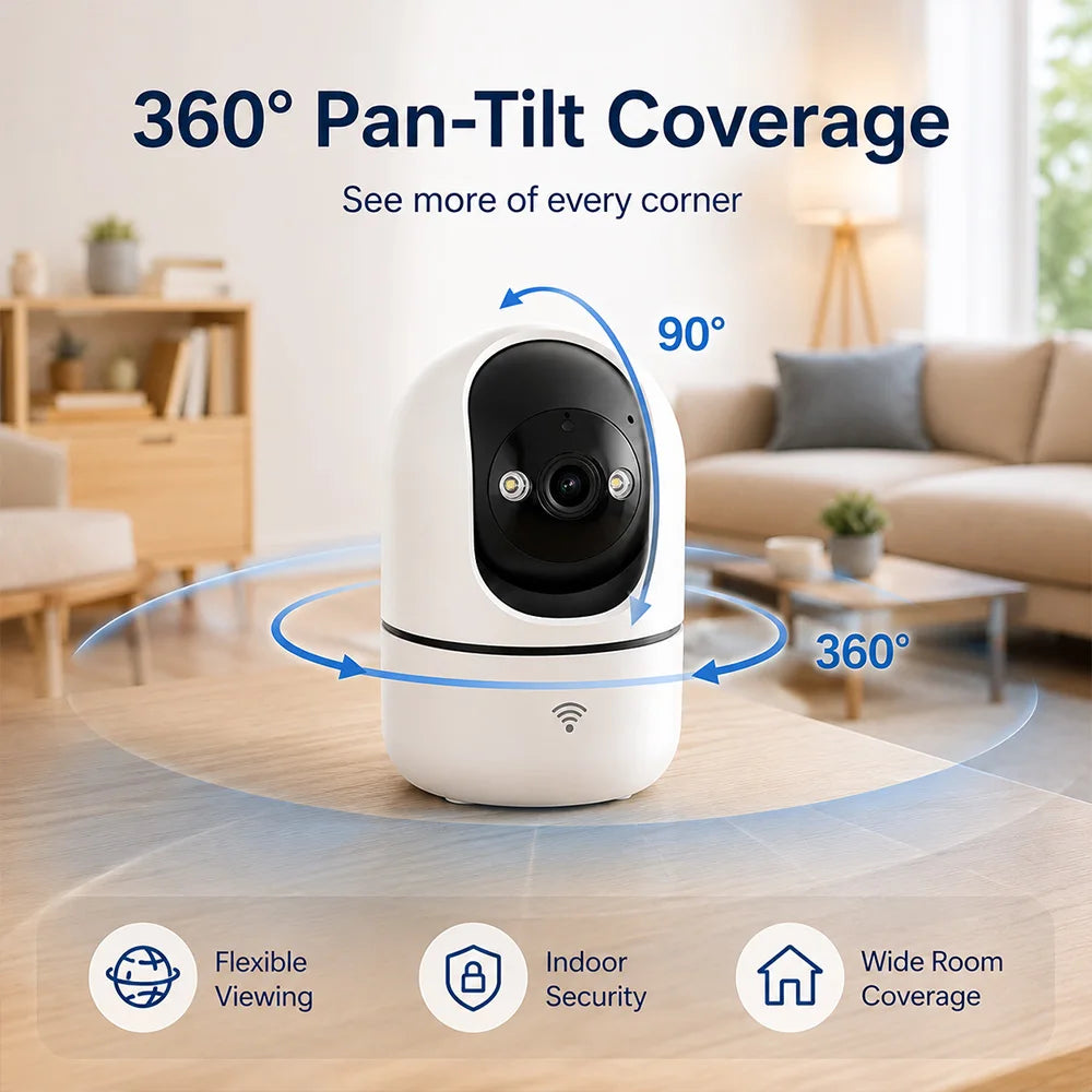 Indoor PTZ WiFi Camera 2MP HD Tuya Smart APP Home Security Camera 355 Pan Tilt Night Vision Two Way Audio Motion Alert Baby Pets