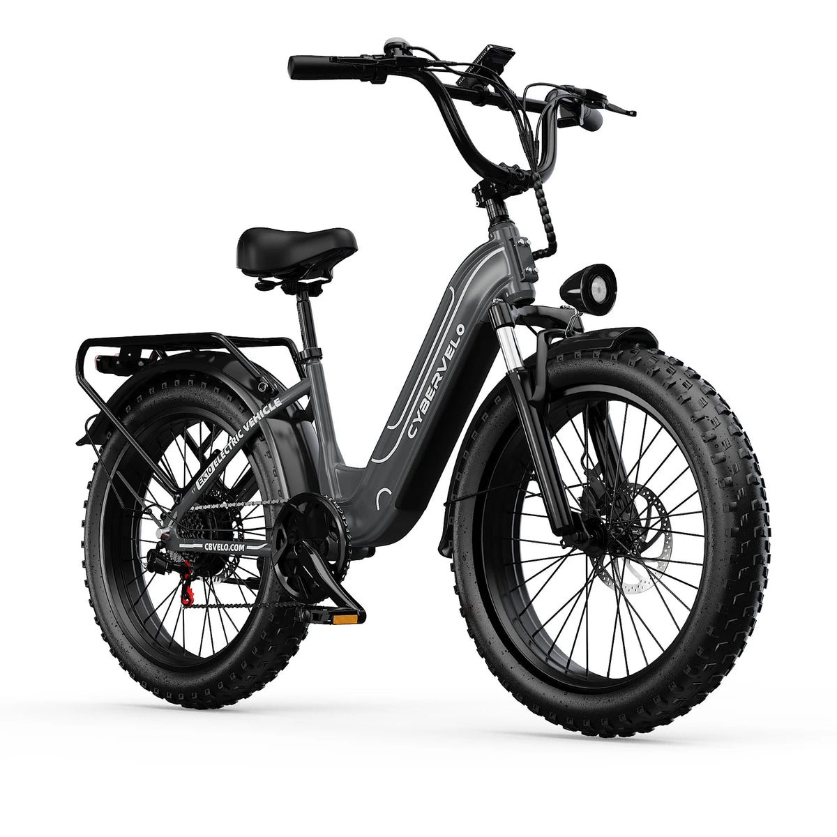 Cybervelo 26" Step-Thru Commuter, 500W Peak 48V 25Ah Detachable Battery, Long Range 7-Speed Shift Electric Bike for Adult EK7 EK10