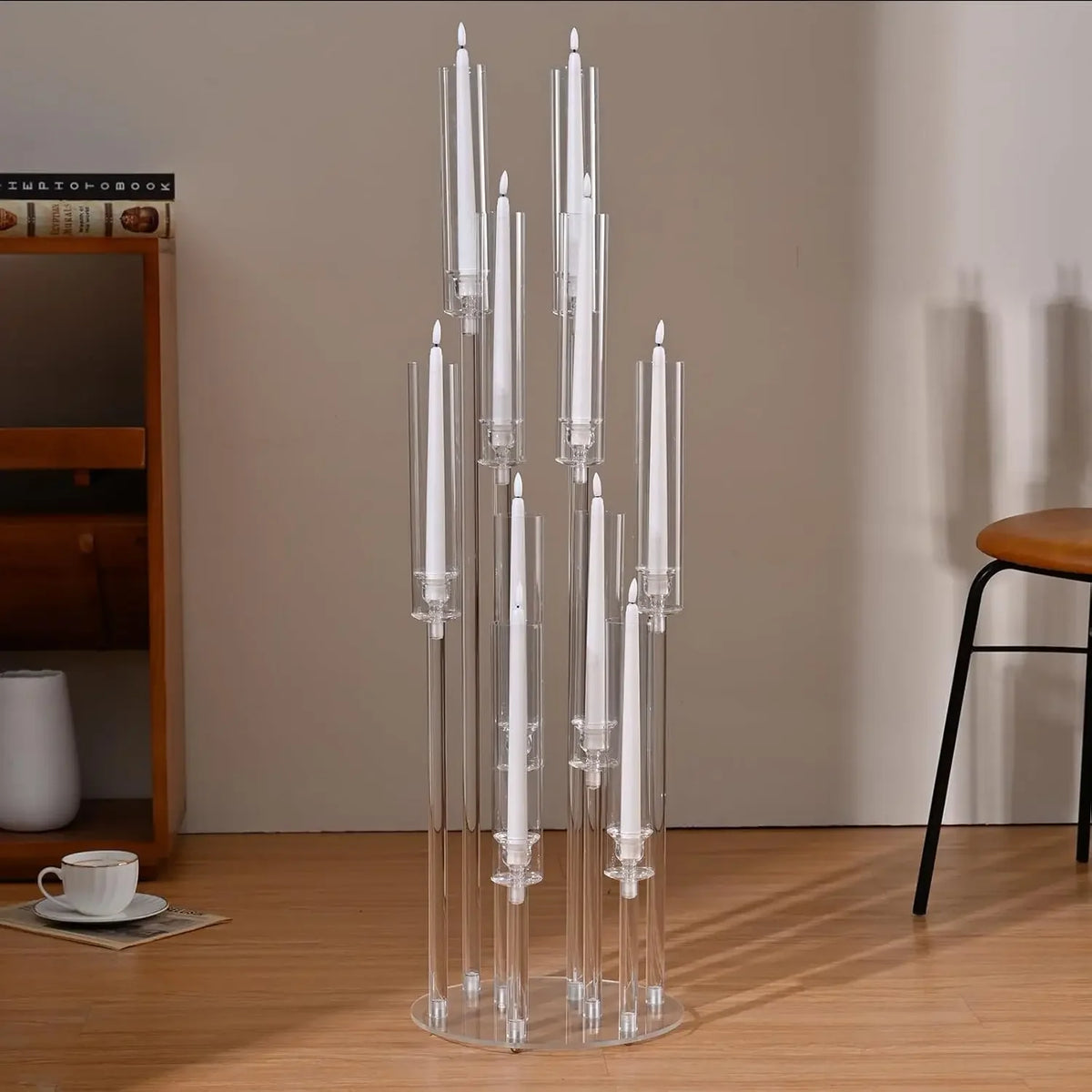 10Pcs Acrylic Candelabra 10 Arm Clear Candle Holder Wedding Table Centerpiece Home Decoration