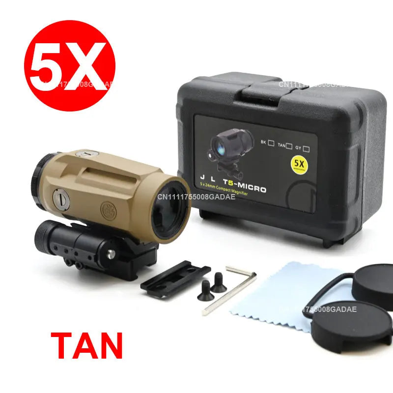 R5XDR GEN II + JULIET5 5X Combo Kit JULIET3 3X Magnifier Rifle Holographic Red Dot Sightscope Flip to Side 20mm Picatinny Mount