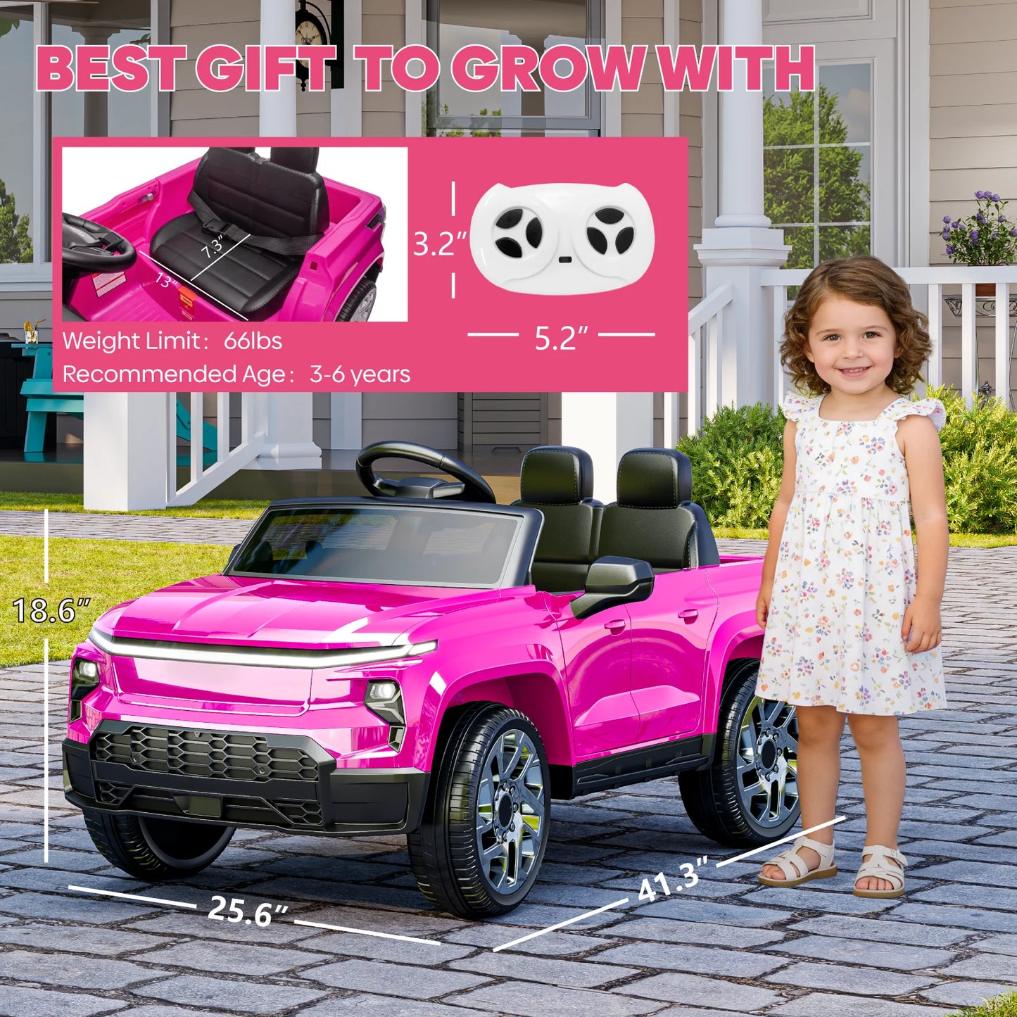24V Licensed Chevrolet Silverado Electric Car for Kids, Ride-On Truck with Parent Remote Control, Soft Start, 3 Speeds, Music Player, Seat Belts