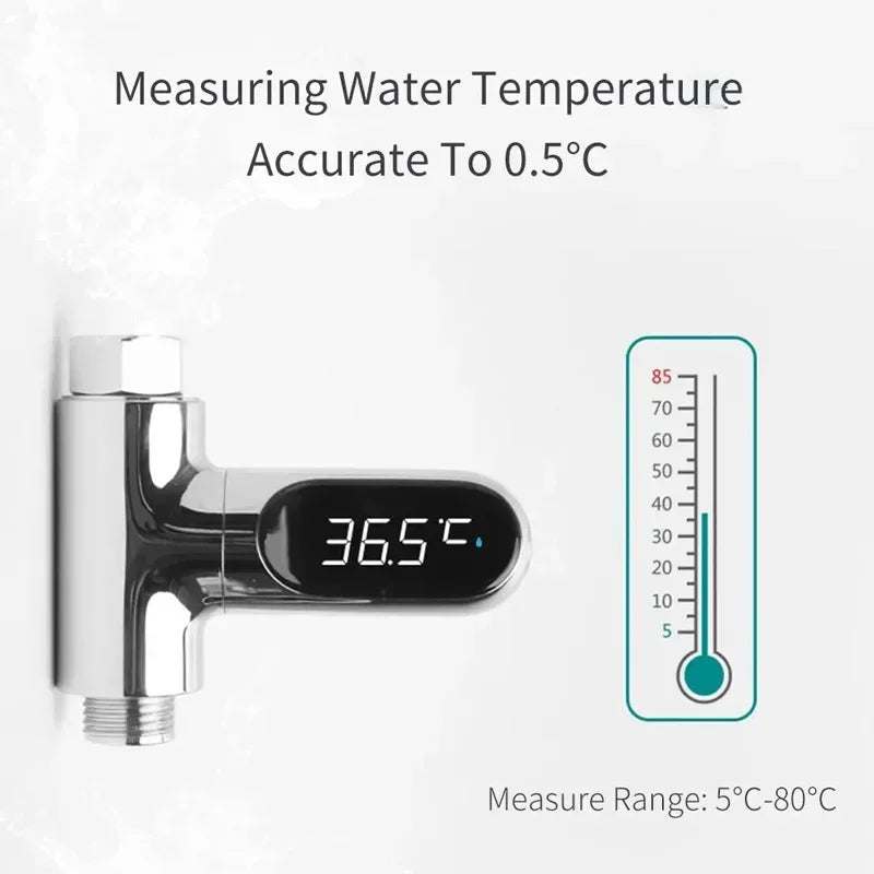 Youpin LED Display Home Water Shower Thermometer Flow Water Self-Generating Temperture Meter Monitor for Baby Care