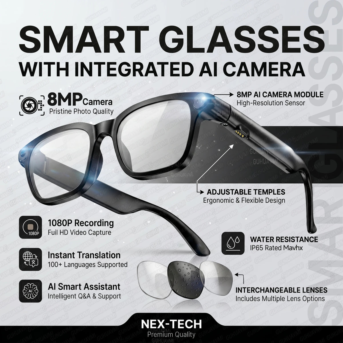 2026New POVSmart Glasses with 800W 4K HD Camera Wireless Audio Sunglasses Men Photos&Video AI Translation ChatGPT Glasses Women