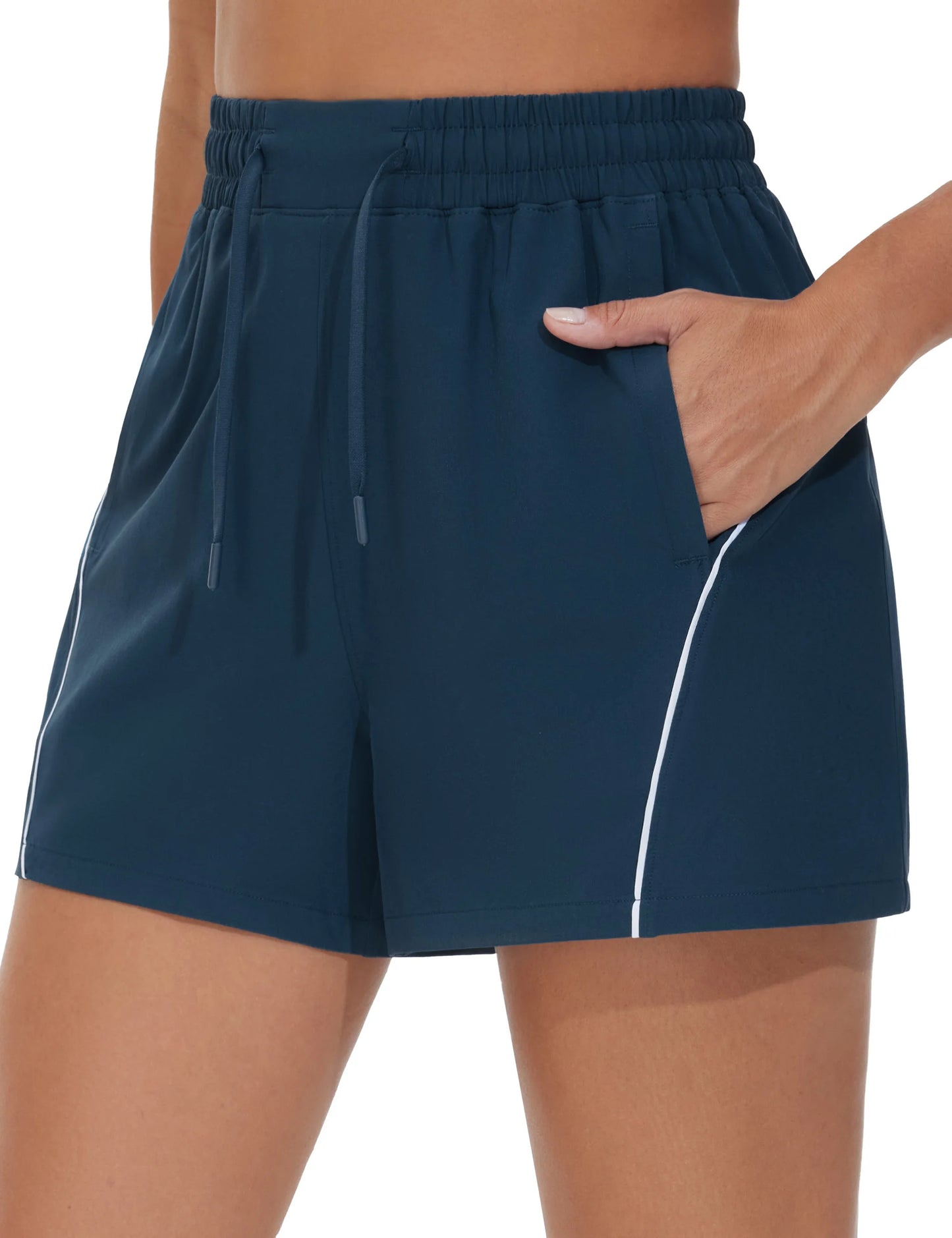 THE GYM PEOPLE Women's High Waist Running Shorts with Pockets Loose Fit Lightweight Workout Yoga Athletic Tracks