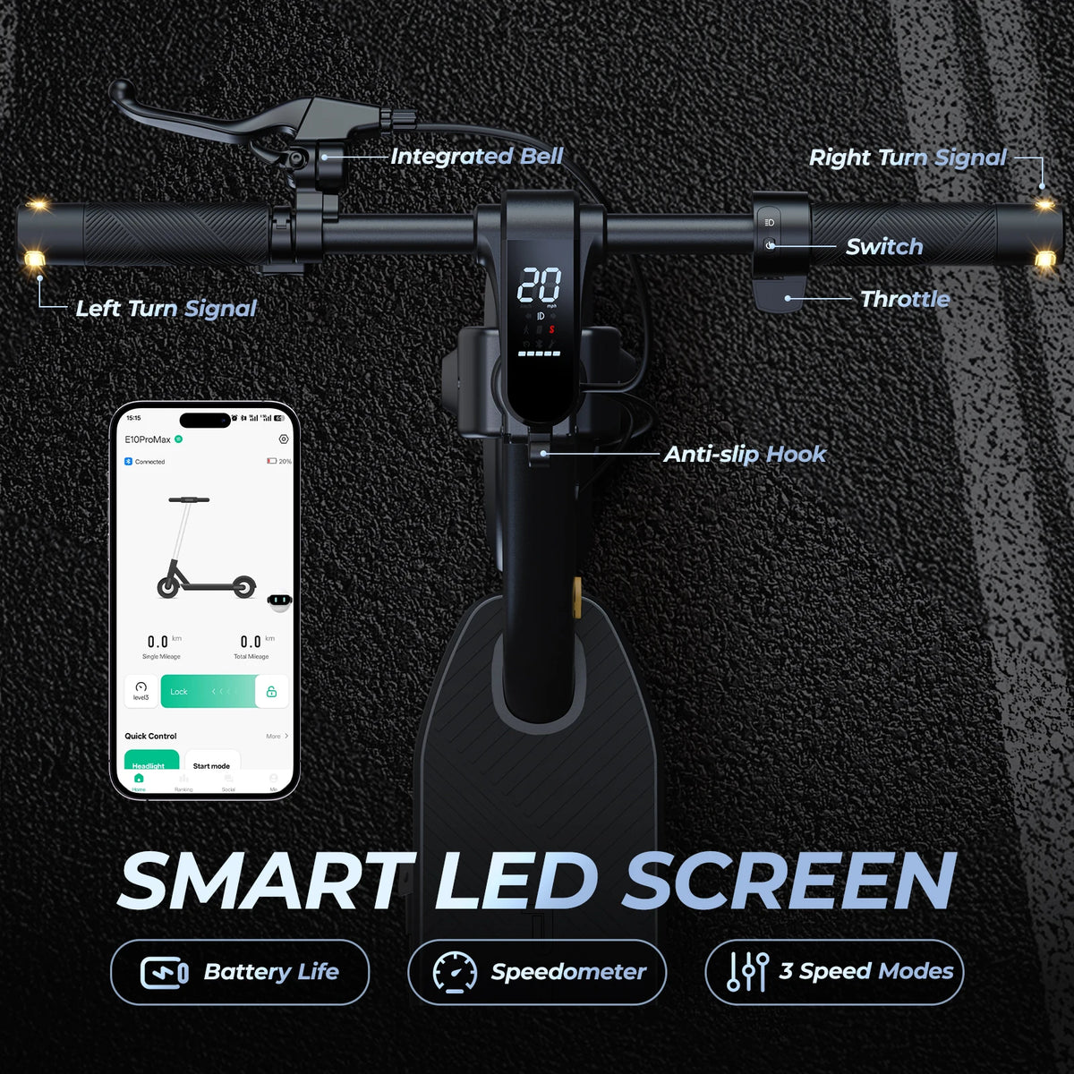 E8/10 Foldable E-Scooter 500/1000W 20mph 20/40miles Max Range Dual Suspension APP Smart Control Powerful Motor Electric Scooter