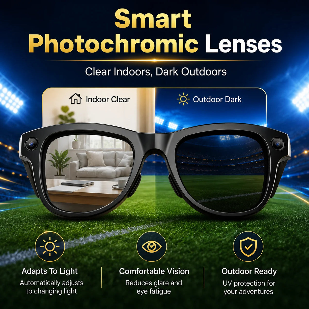 New AI Camera Glasses, 1200P Video, 8MP Photo, Object Recognition, Voice Wake Up, Dual Mic Noise Reduction Bluetooth Eyewear Set