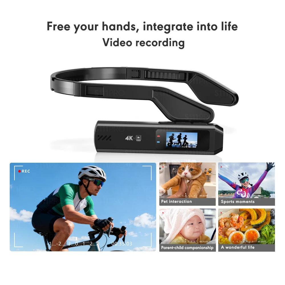 S111Pro 4K Ultra HD Glasses Camera 0.96 Inch IPS Screen WIFI APP H.264 EIS Stabilization Mode Cycling Recorder 110° Wide Angle