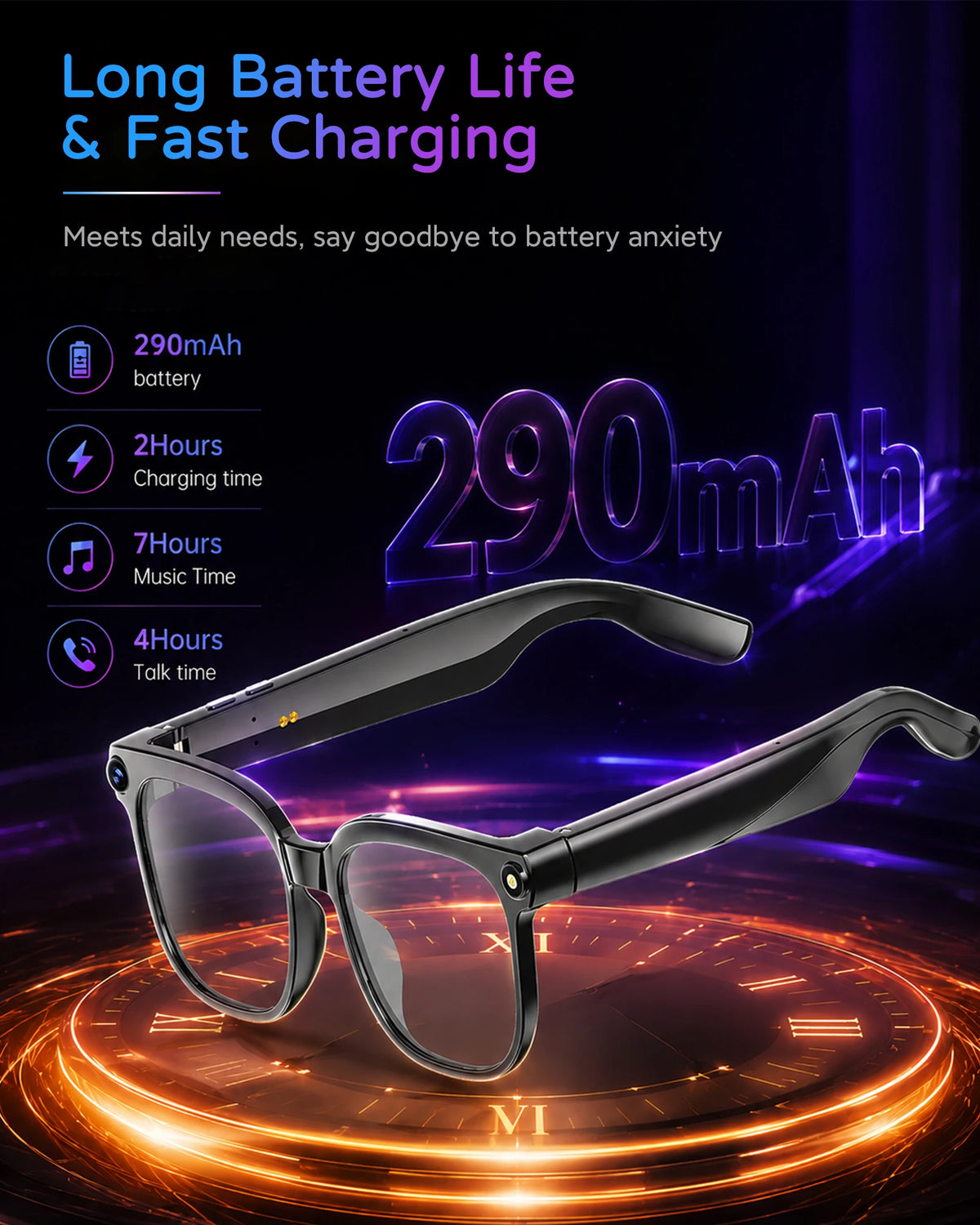 2026 Amovan Glasses with AI 4K UHD 8MP 800W Camera Replacable Lens Video Call Translation Music Waterproof  Smart Glasses