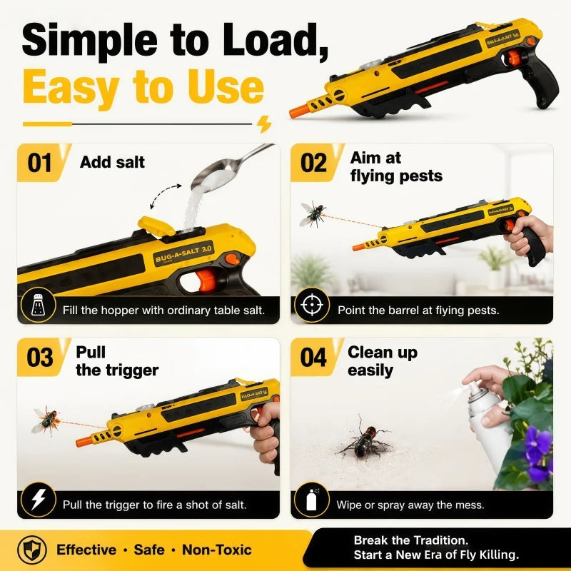 2026 Upgraded Bug A Salt Gun 3.0 Salt Shotgun Fly Mosquito Killer Adult Insect Toy Pest Control Salt Shooter New Model Powerful