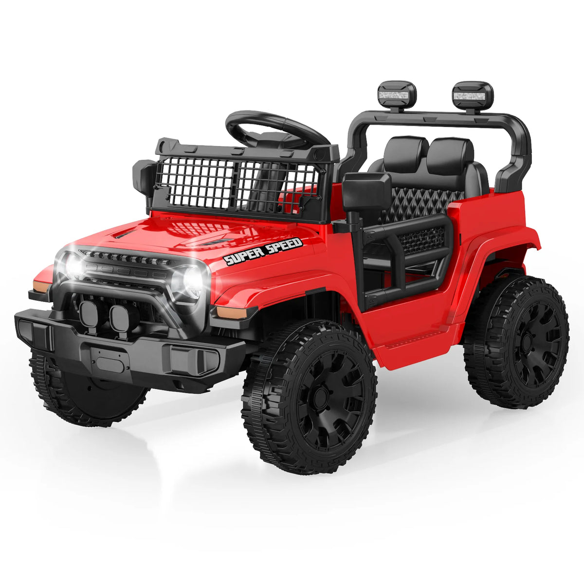 12V Ride On Car with Parent Remote Control, Electric Car with Spring Suspension, LED Lights & Music Player, Safe Battery Toy for Kids,Easy to Assemble