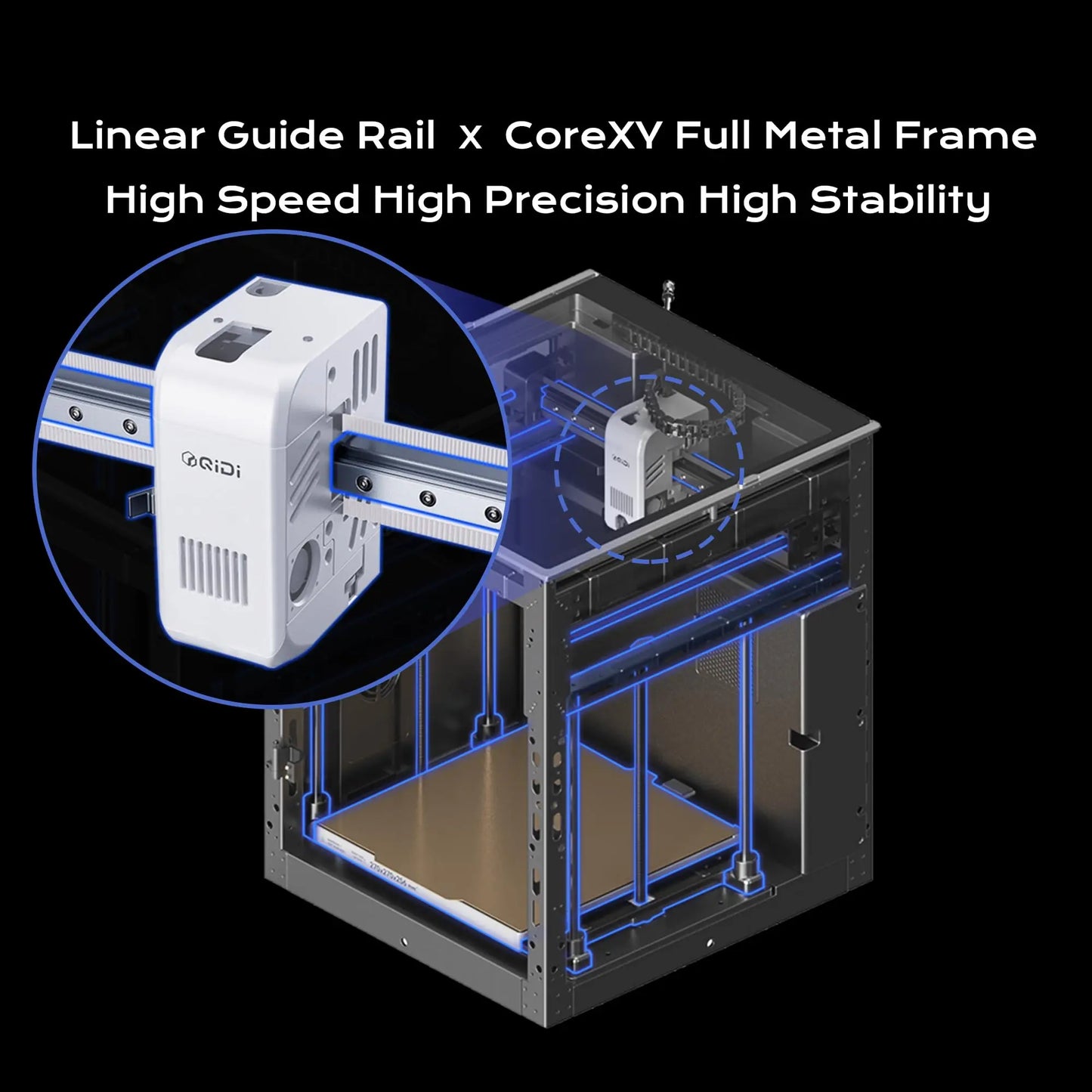 QIDI Q2C 3D Printer 600mm/s High Speed CoreXY 370°C FDM Printer 270×270×256mm + 1KG Free Filament