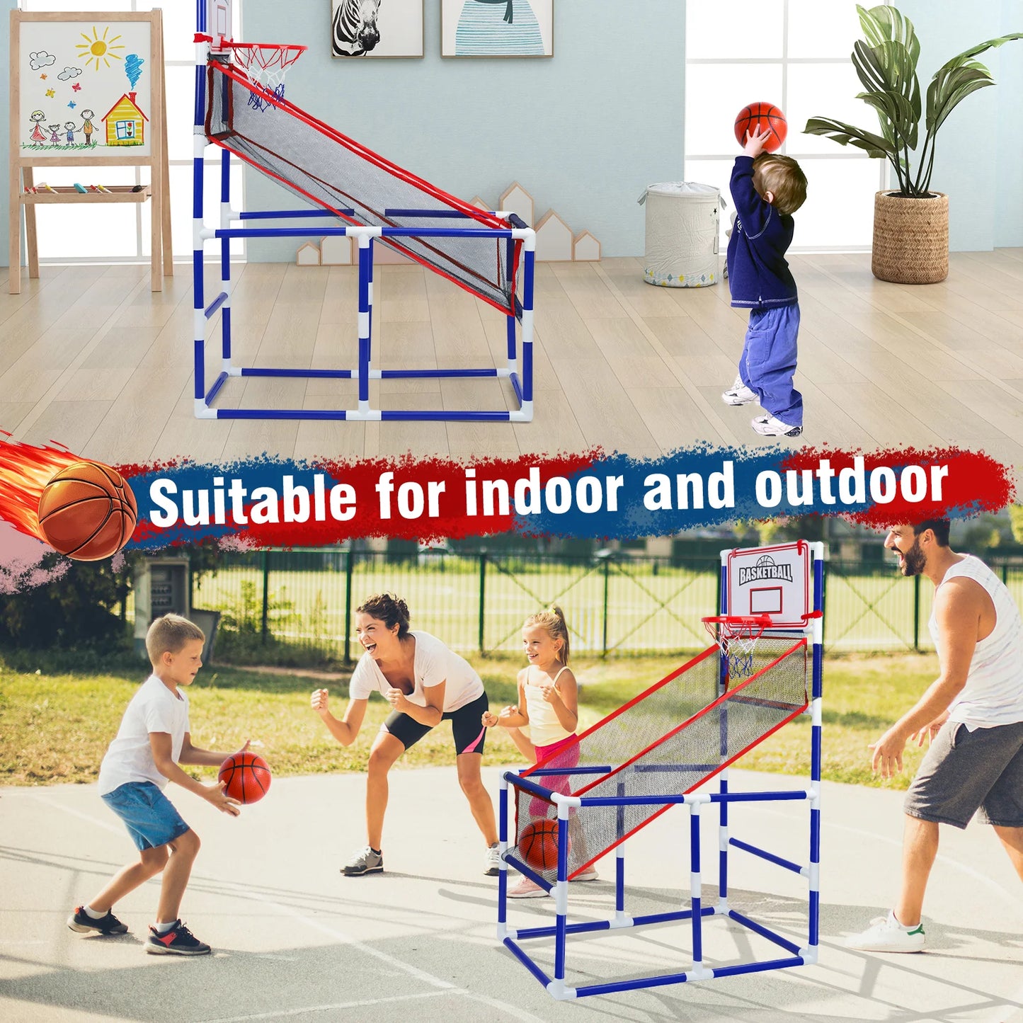 Children's basketball set indoor / outdoor mini basketball set (including basketball and portable air pump), suitable for children over 3 years old to play basketball shooting game