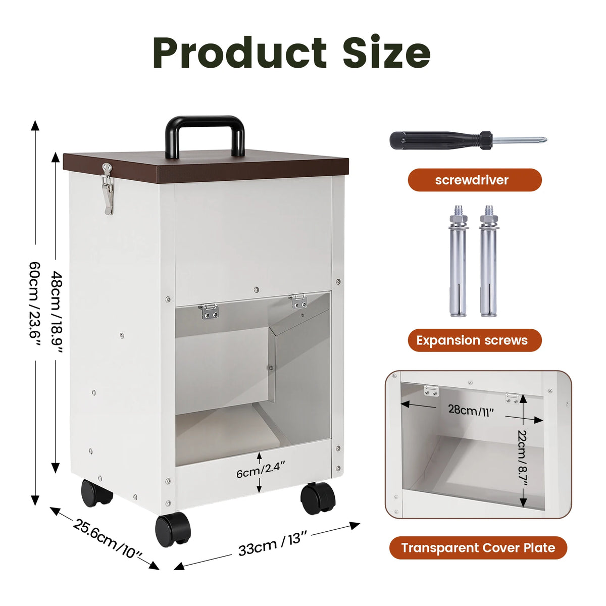 30LBS Large Capacity Automatic Pet Dog Feeding Dispenser Food Trough with Wheels