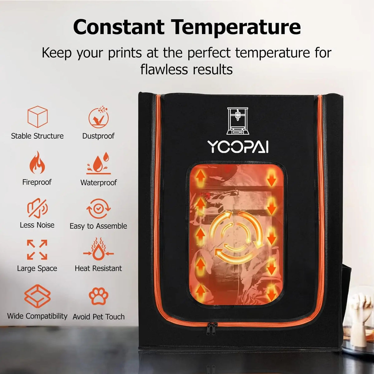 CREALITY Yoopai 3D Printer Enclosure with LED Lighting Fireproof Dustproof Constant Temperature 35.4×27.5×29.5' Large Size Ender