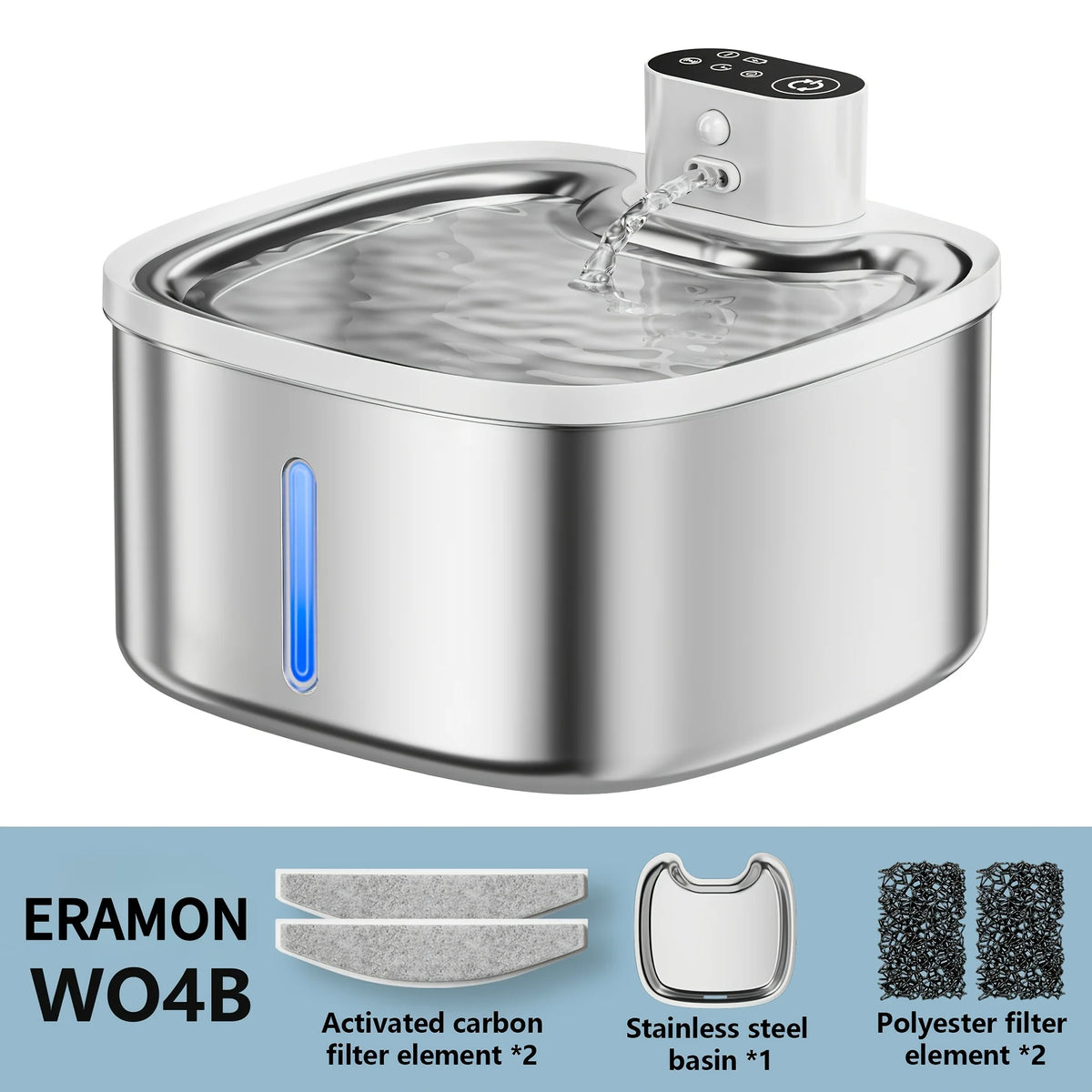 3.5L/118oz Stainless Steel Wireless Smart Cat Water Fountain, Ultra-Quiet Automatic Pet Drinking Fountain with Water Level Window and Motion Sensor, Suitable for Indoor Cats & Dogs Water Bowl Dispenser