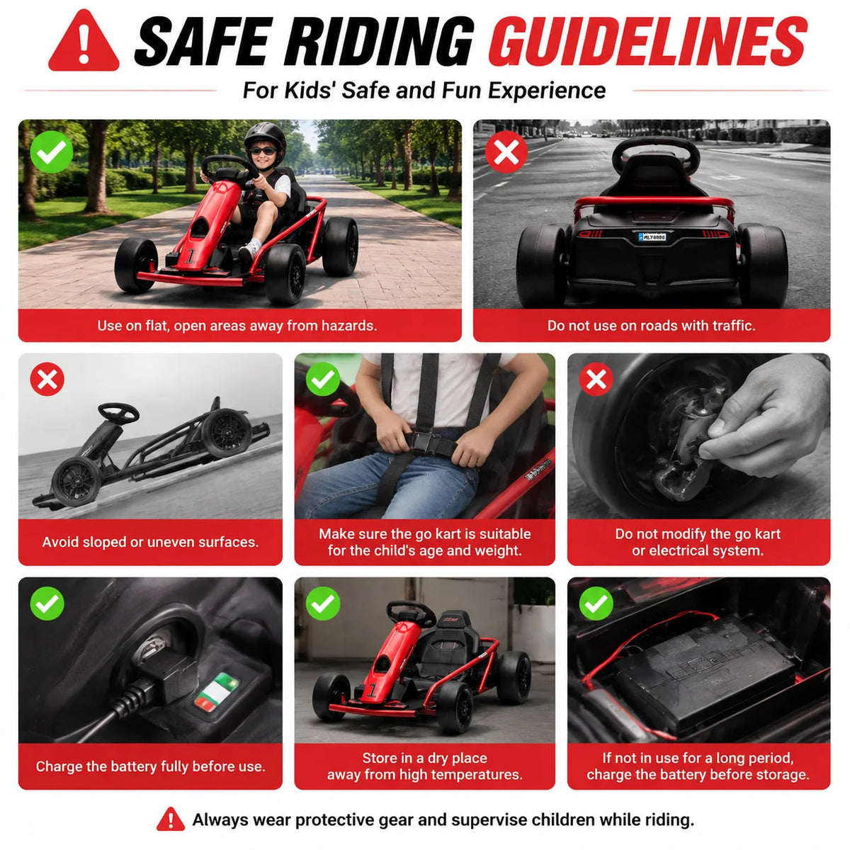 Kids Electric Go Kart 24V Dual 300W Brushless Motors 8 MPH Drift Racing Car with Wide Seat EVA and Nylon Tires Battery Powered Ride On Toy for Boys Girls Ages 8 12 Red