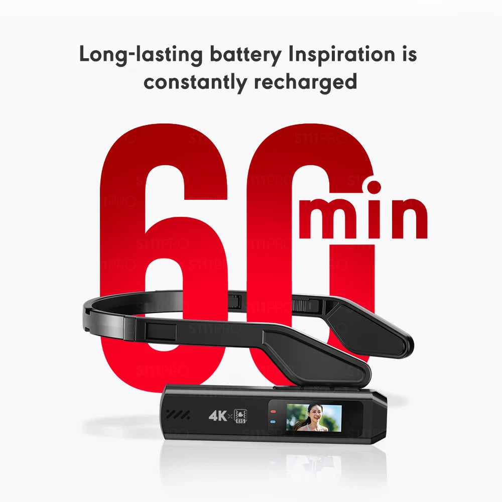 S111Pro 4K Ultra HD Glasses Camera 0.96 Inch IPS Screen WIFI APP H.264 EIS Stabilization Mode Cycling Recorder 110° Wide Angle