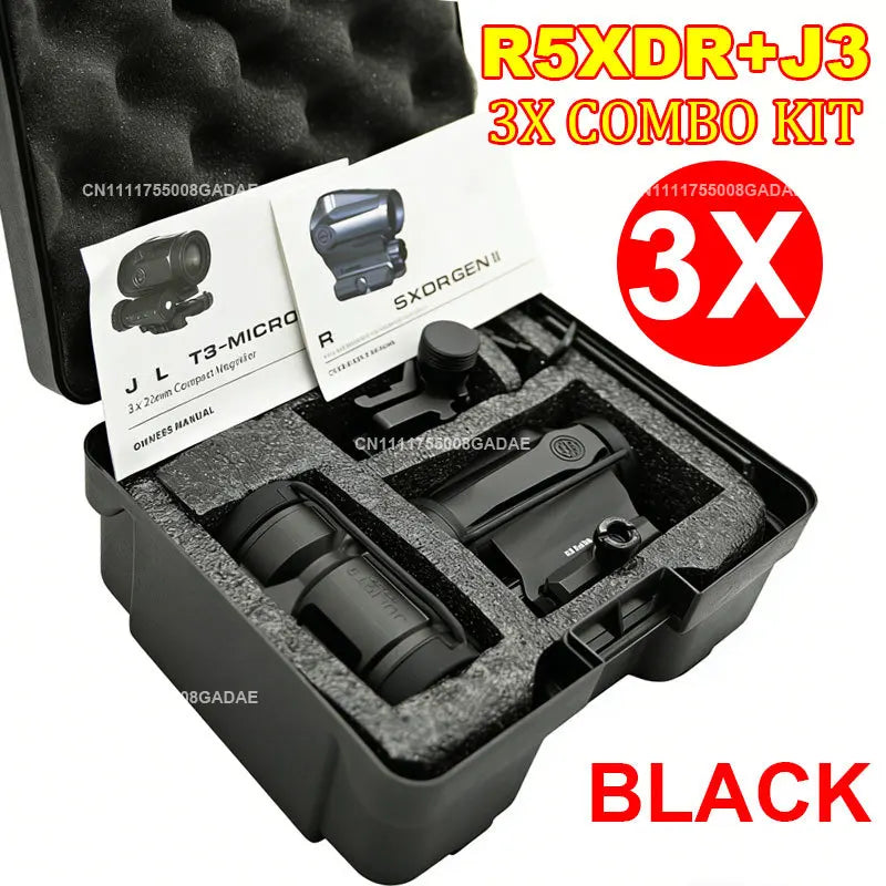 R5XDR GEN II + JULIET5 5X Combo Kit JULIET3 3X Magnifier Rifle Holographic Red Dot Sightscope Flip to Side 20mm Picatinny Mount
