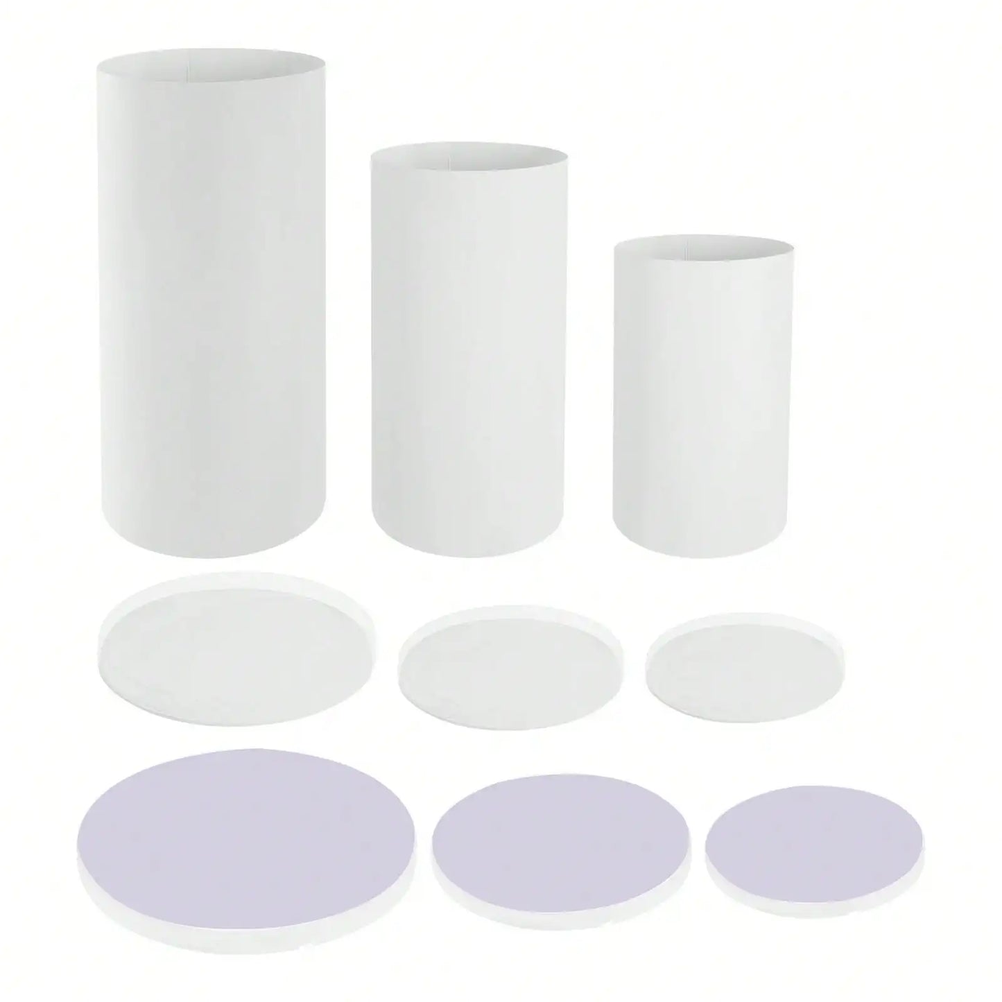 3Pcs White Cylinder Pedestal Stands Round Cylinder Pedestal Display Plinth Pillars For Wedding Party Decor