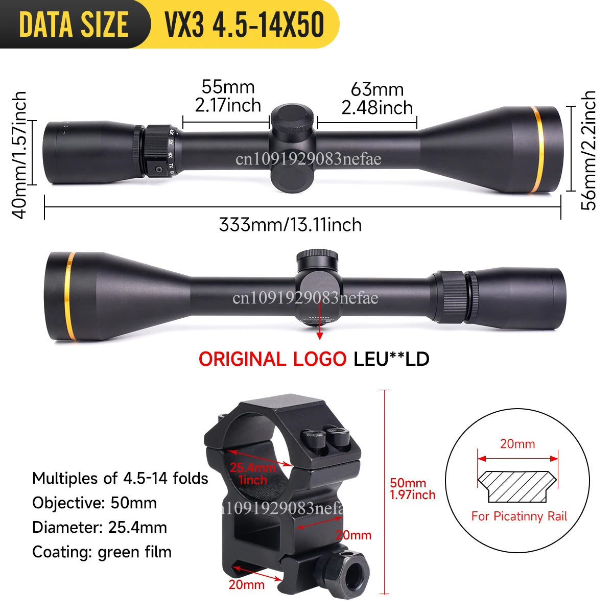 LE***LD VX-3 4.5-14X50 3-9x40 1.5-5x20 Professional Tactical Optics Sight Ar15 Scope Collimator 11mm/20mm Rail