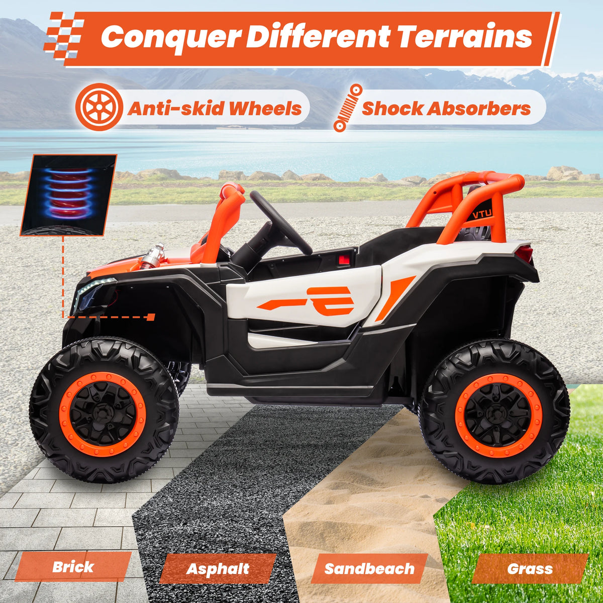 Joyracer 24 Volt Ride on Toys with Remote, 4WD Power UTV Wheels with 800W Motors, Bluetooth, Spring Suspension, LED Light, 3 Speeds, Black