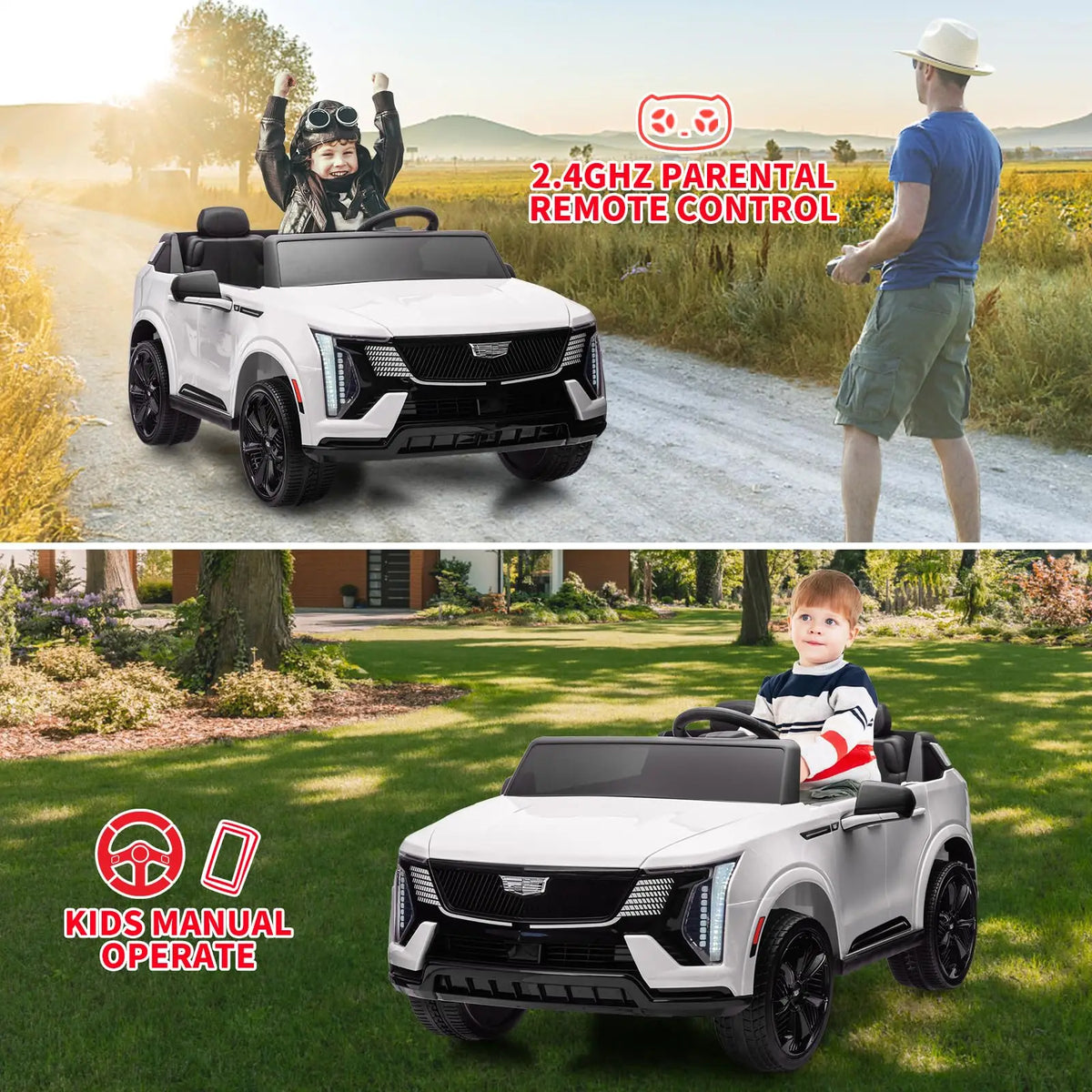 24V 2 Seat Kids Electric Ride On Car With 2.4G Parent Remote, Dual 130W Motors, Spring Suspension, LED Lights, Music Truck Toy