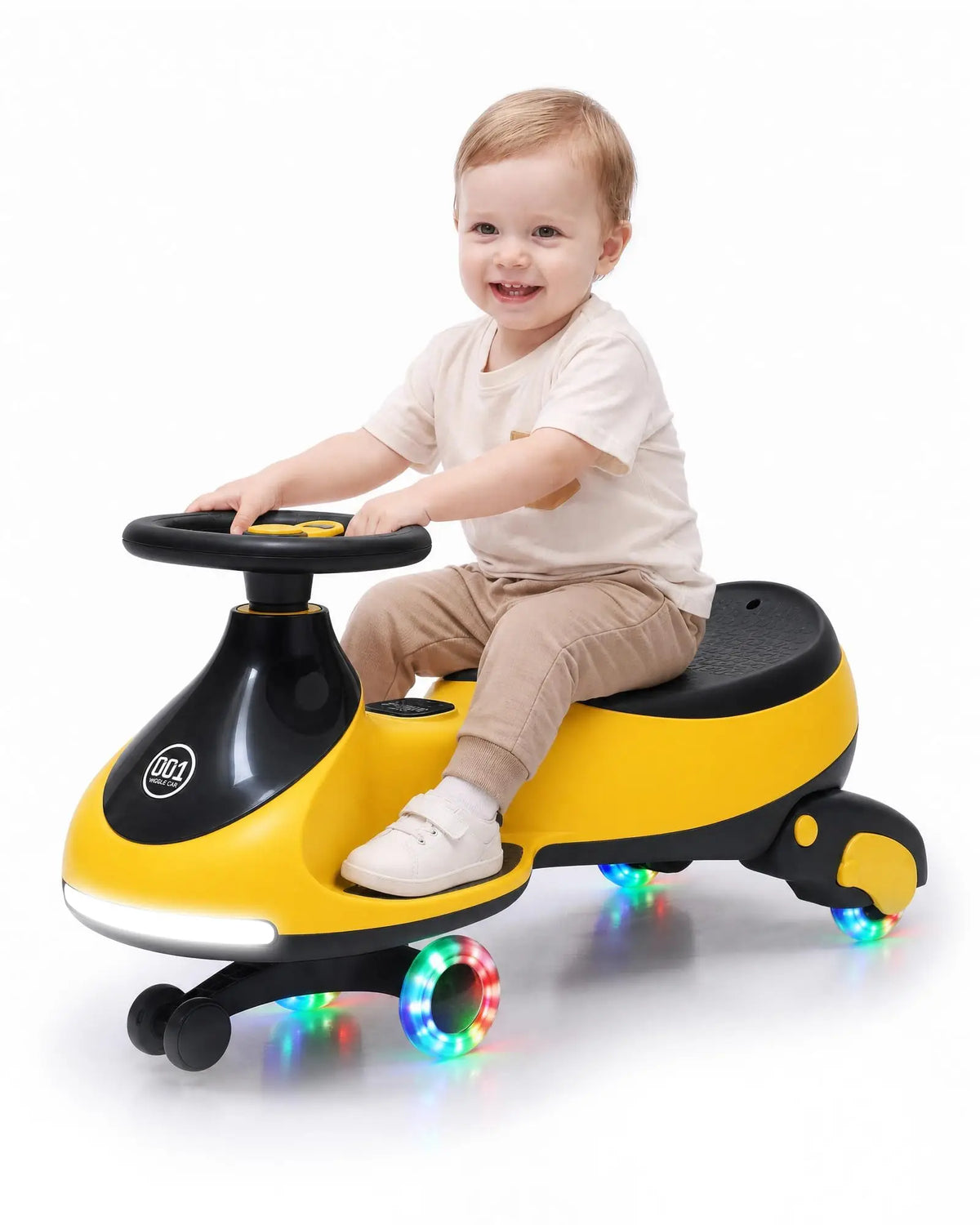 12V Electric Wiggle Car Kids With Pedal, 2 in 1 Ride On Swing Car, LED Wheels, Music, Rechargeable Battery, 2 Speeds, Indoor/Outdoor, for Boys and Girls