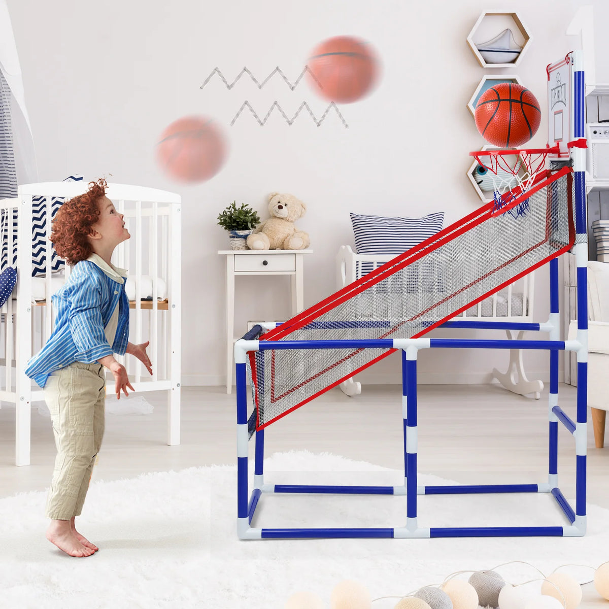 Children's basketball set indoor / outdoor mini basketball set (including basketball and portable air pump), suitable for children over 3 years old to play basketball shooting game