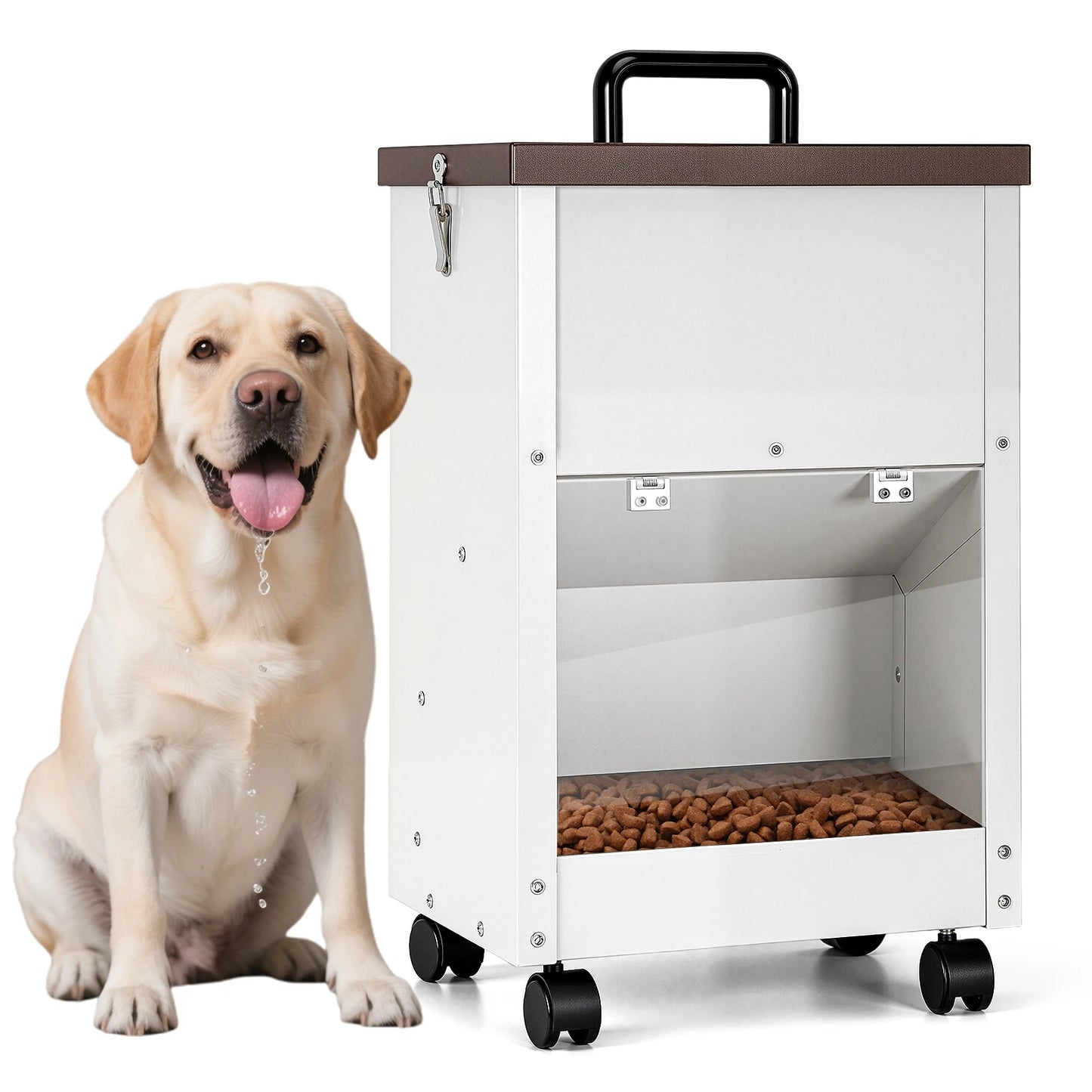 30LBS Large Capacity Automatic Pet Dog Feeding Dispenser Food Trough with Wheels