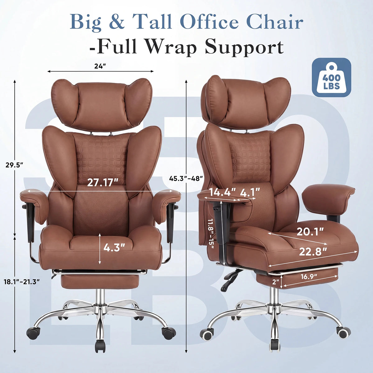 JHK Ergonomic Adjustable Armrests Gaming Computer Chair PU Leather Reclining Computer Chair with Pocket 350 LBS Office Chair with Footrest Height Adjustable Swivel Wide Seating for Home Office