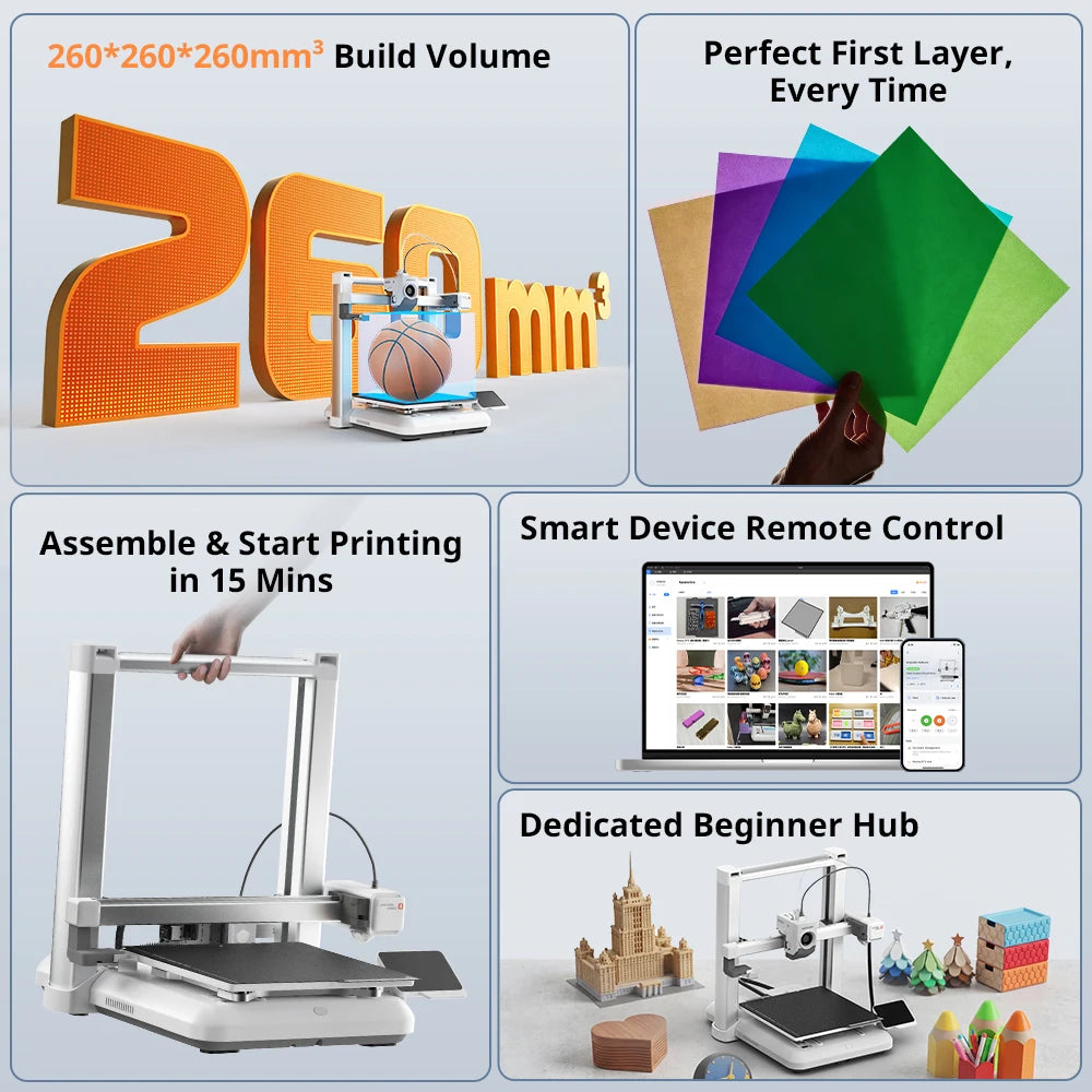 ANYCUBIC Kobra 4/Kobra 4 Combo FDM MultiColor Print in 1 to 8 Color 3D Printer With Max 600mm/s Printing Speed