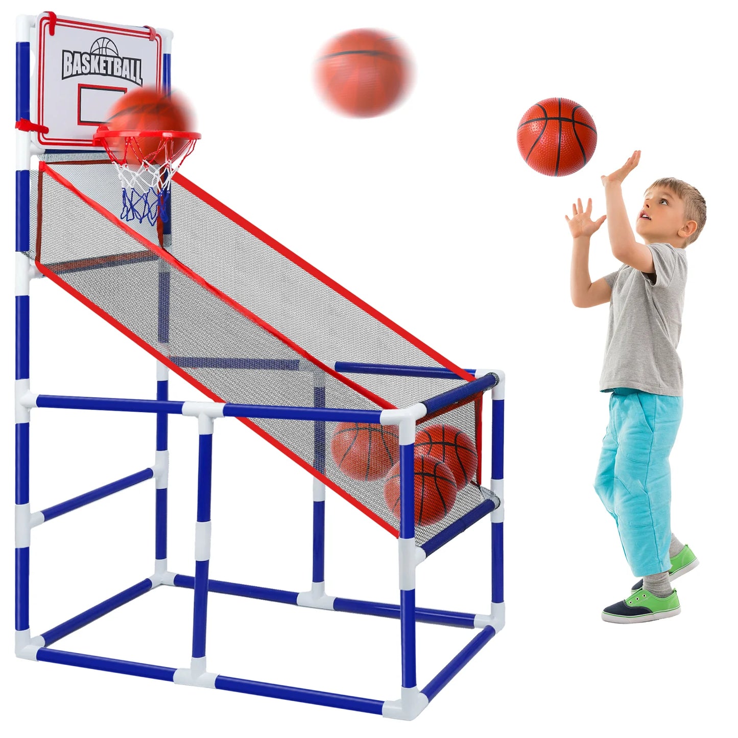Children's basketball set indoor / outdoor mini basketball set (including basketball and portable air pump), suitable for children over 3 years old to play basketball shooting game