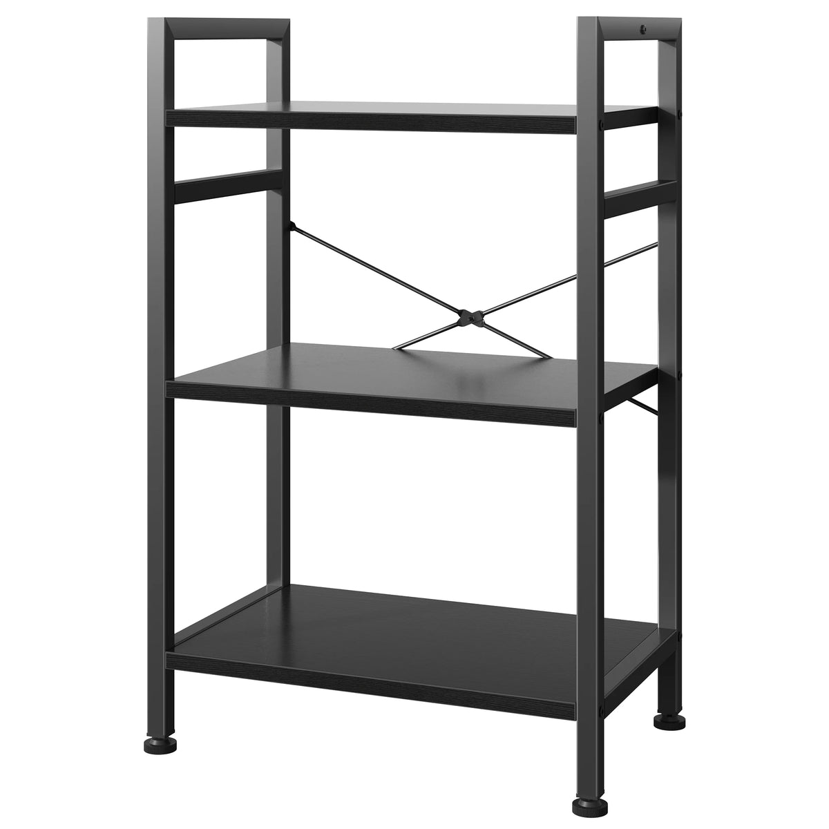 MCQ 3 Tiers Metal Classic Bookshelf Freestanding Tall Display Shelf Wooden Storage Tall Display Shelves Bookshelf Sturdy Structure Graduated Shelves Adjustable Feet for Home