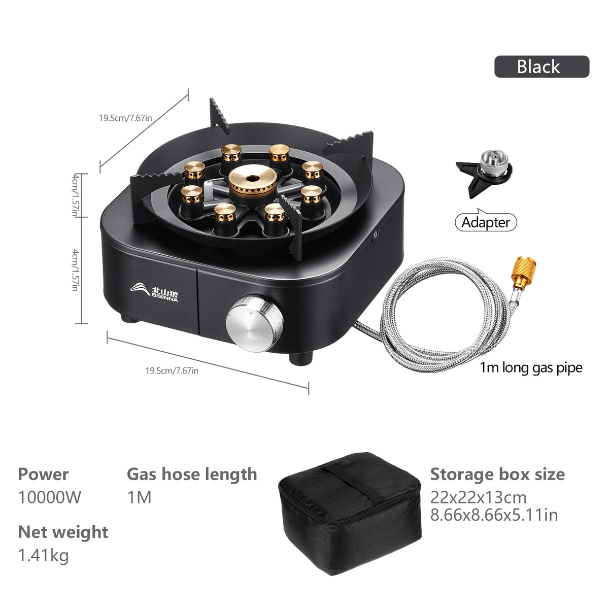 BISINNA Portable Camping Gas Stove 10000W High Firepower Strong Fire Burner for Outdoor Trips Barbecue Picnic Hiking