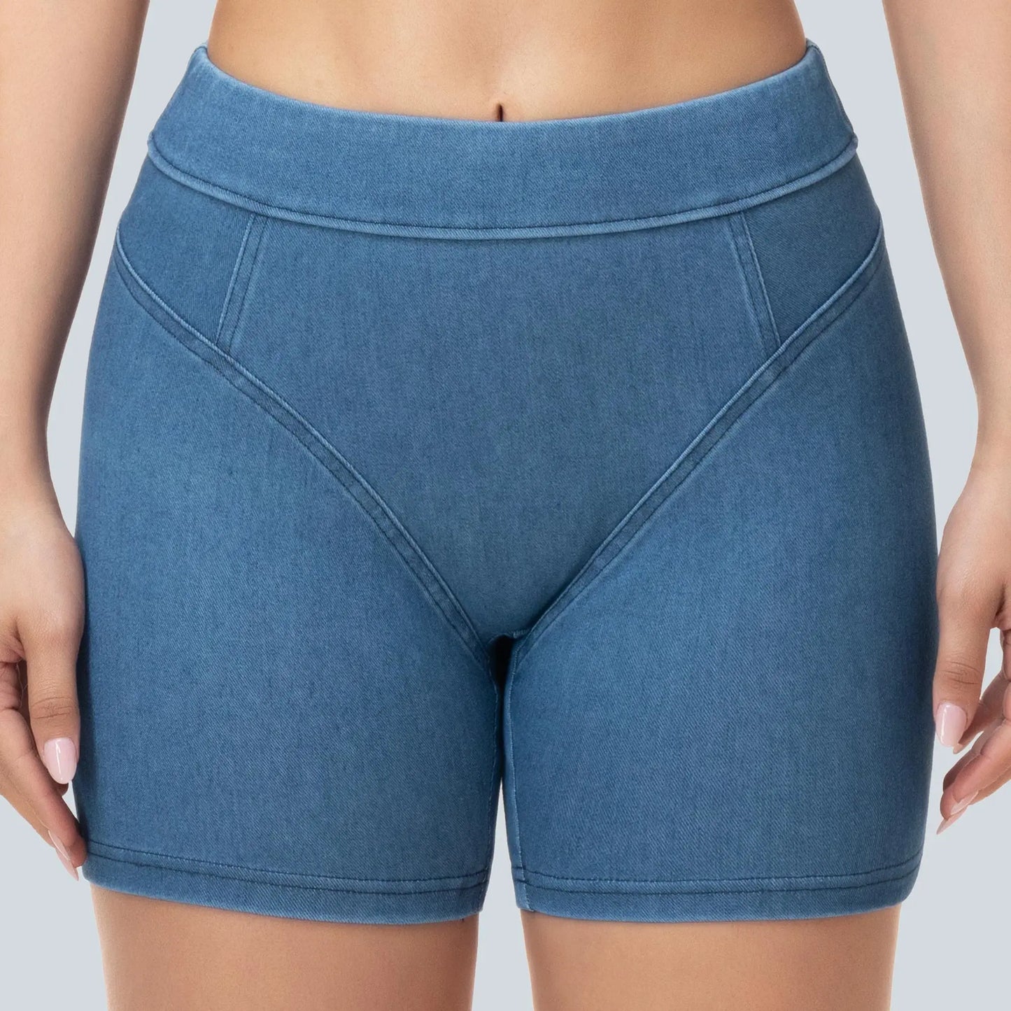 THE GYM PEOPLE Stretchy Pull On Skiny Denim Shorts for Women Scrunch Booty Lifting Jean Shorts