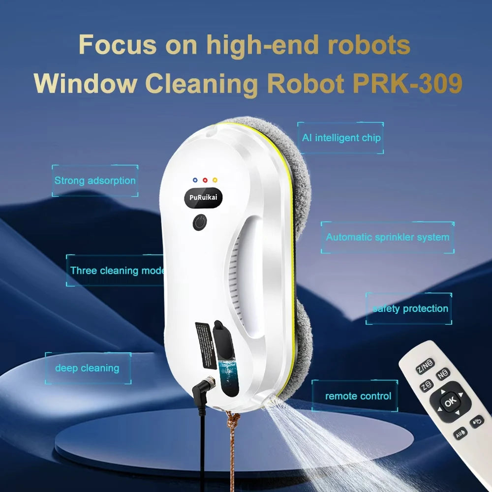 PuRuiKai Household Window Automatic Water Spray Cleaning Robot,With Intelligent Edge Detection System,Robot Glass Cleaner