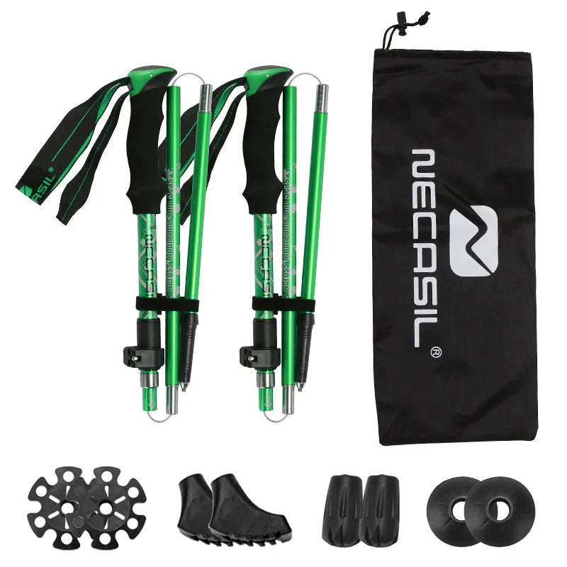 Trekking Poles 2PCS Ultralight Foldable Telescopic Nordic Walking Hiking Sticks Collapsible Outdoor Camping Trail Running Canes