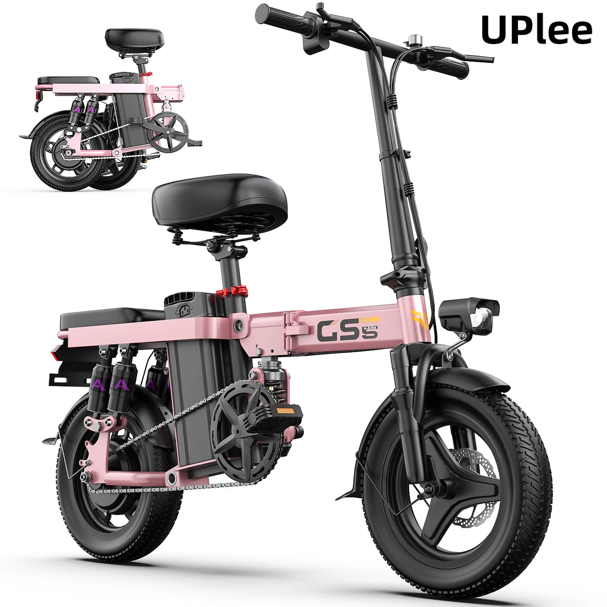 UPlee GS5 500W Peak Motor Electric Bike 48V15AH Removable Battery Electric Bicycle 14Inch Folding Multiple Shock Absorbers E-Bike