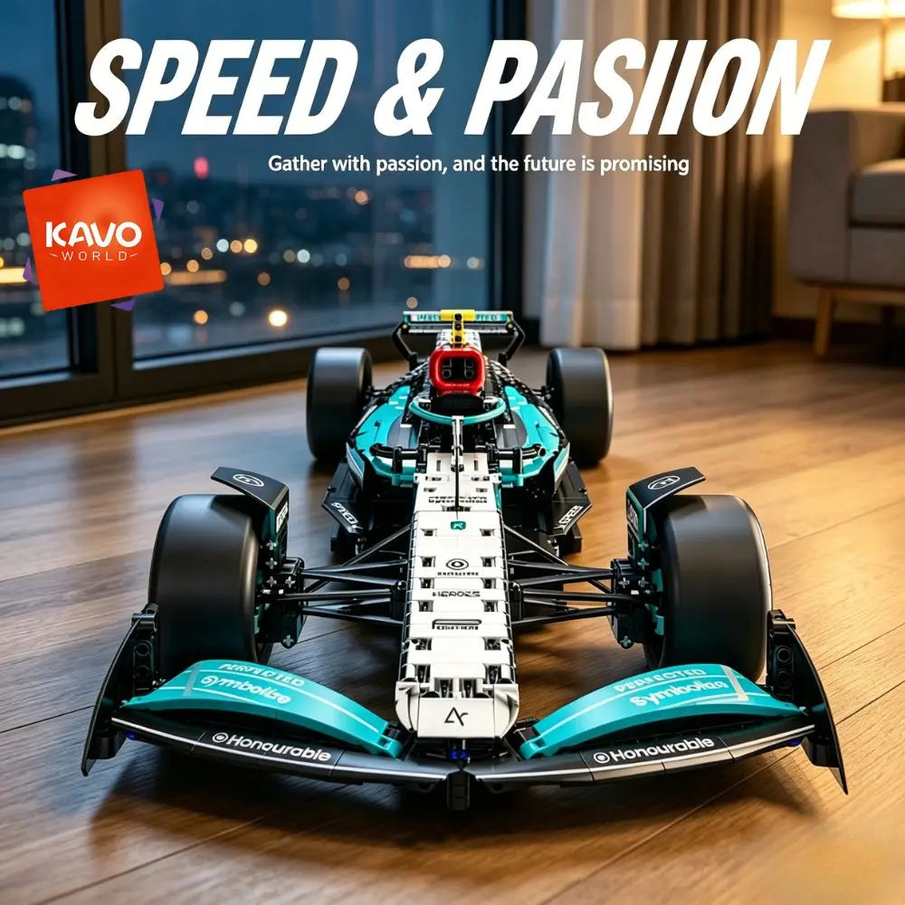 KAVOWORLD DIY Technical Champions Drift Racing Car Brick Model 1:8  Building Blocks Sports Car Puzzle Toys For Home Display Desktop Decor Interlocking Steering Mechanism Realistic Rear Wing Structure Birthday Christmas New Ye