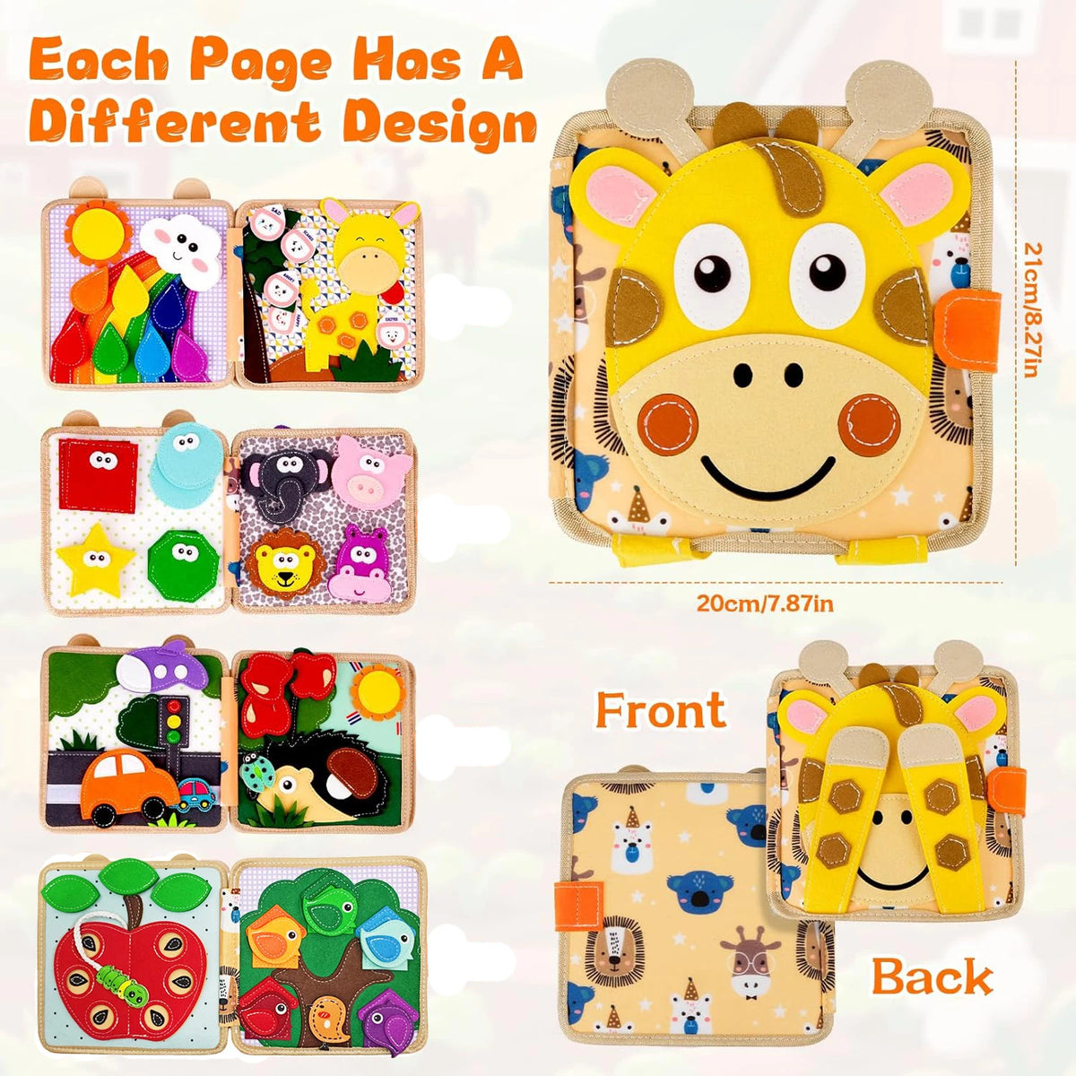 Children's baby Early Education Intelligence Learning baby Toys Felt Learning Board, Busy Board, Busy Book, Cloth Book, Including Life Skills, Alphabet, Numbers, Shapes Colors, Animals, Weather, Toddler Travel Toys, Birthday
