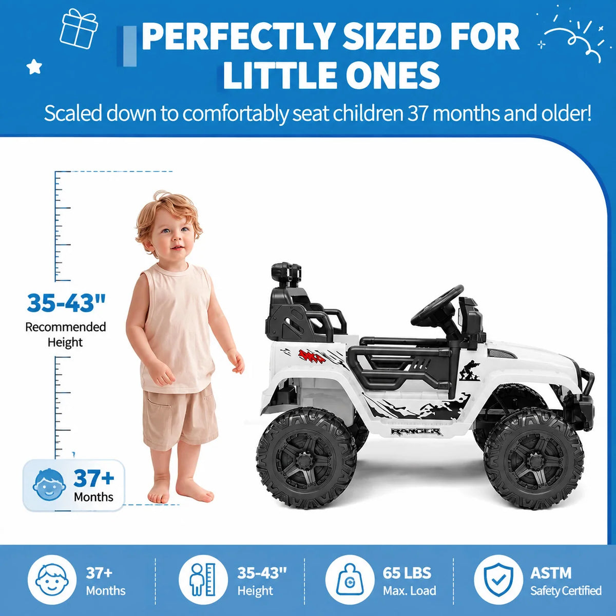 12V Kids Electric Ride on Truck with Parent Remote Control Spring Suspension Bluetooth Speaker LED Headlights All Terrain Toy Car with Safety Belt for Toddlers Outdoor Driving Gift