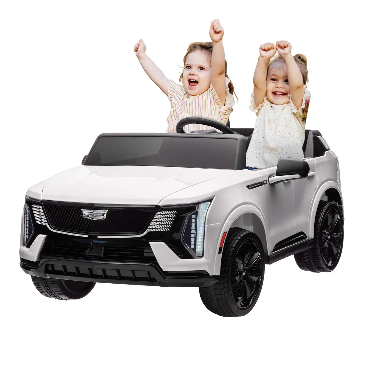 24V 2 Seat Kids Electric Ride On Car With 2.4G Parent Remote, Dual 130W Motors, Spring Suspension, LED Lights, Music Truck Toy