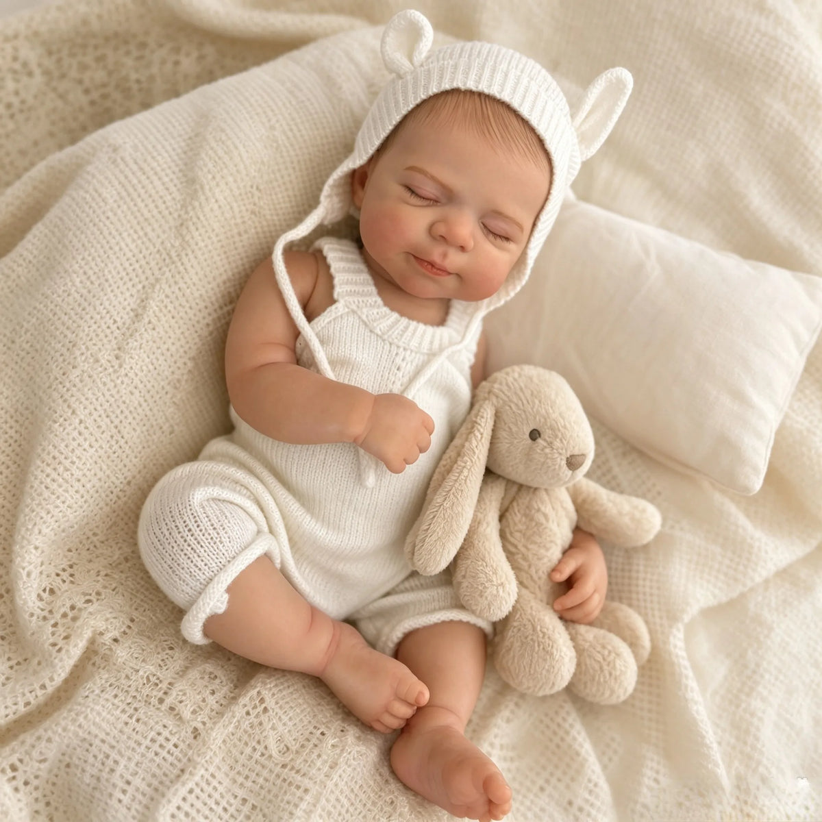 18 Inch Pascale Reborn Baby Doll Bald Closed Eyes Full Vinyl Body Hand Painted Lifelike Realistic Newborn Collectible Art Gift（TT）
