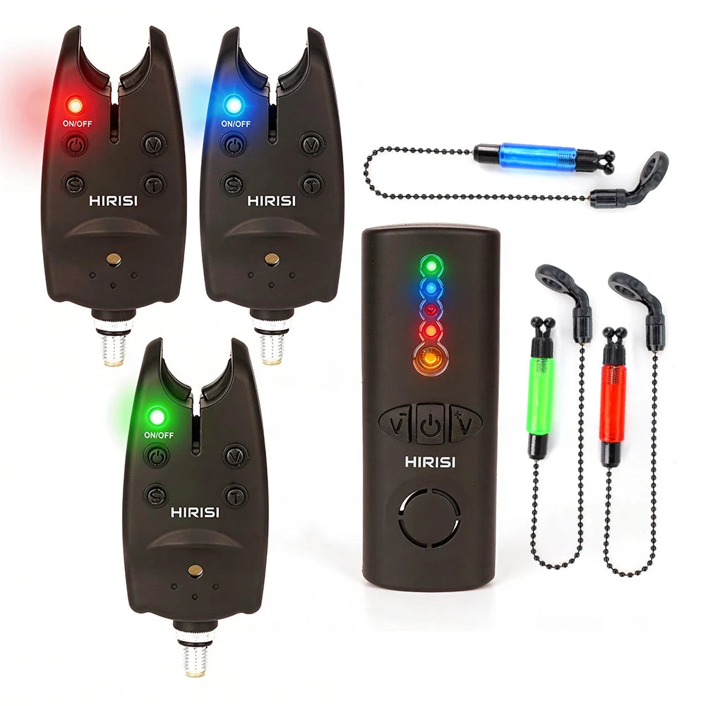 Hirisi Fishing Bait Alarm Set With Portable Case Luminous Fishing Bite Indicator Carp SV1 Fising Accessories